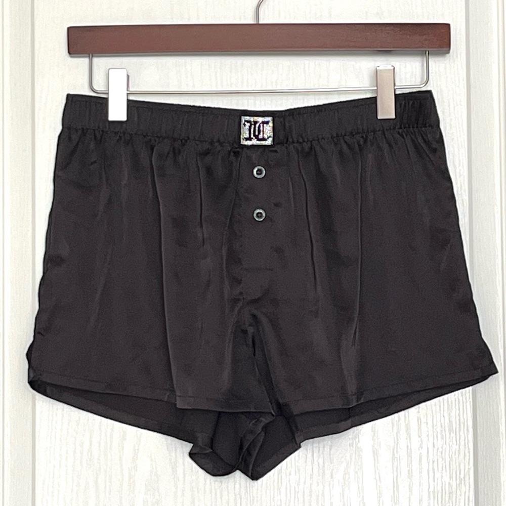 Juicy Couture Black Boxer Shorts Pajamas Y2K Style Sz S Loungerwear Streetwear